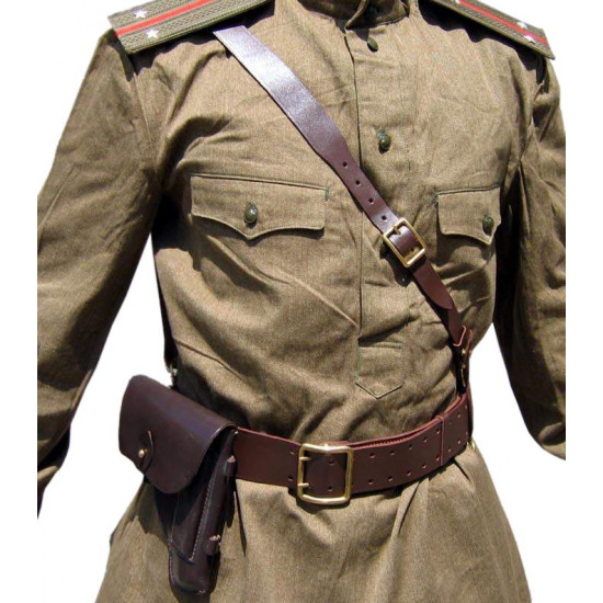 Camisa militar del ejército soviético / ruso - Túnica Gymnasterka con cinturón + funda