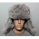 Soviético / piel del conejo mullida suave original rusa sombrero de invierno ushanka gris
