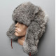 Soviétique / chapeau d`hiver de fourrure de lapin en peluche doux original russe ushanka gris