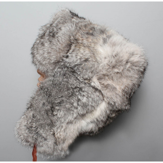 Sowjetischen / russischen original weichen flauschigen Kaninchen Pelz Winter Hut ushanka grau