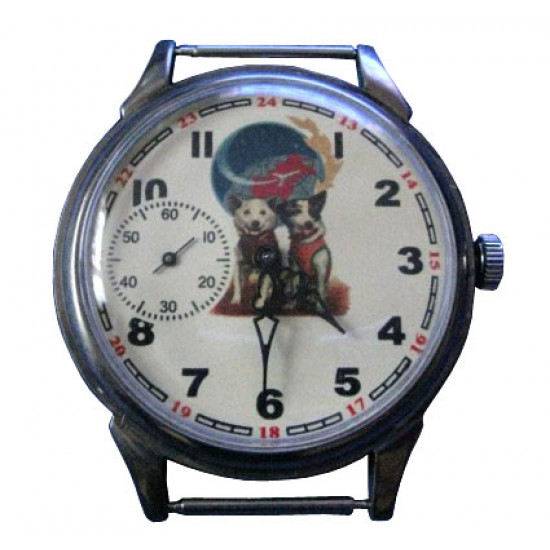 Molnia Molnija BelkaとStrelka宇宙犬のダイヤル腕時計Made in USSR