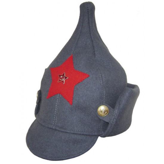 Ejército rojo ruso de la infantería rkka soviético sombrero de invierno de lana budenovka gris con earflaps
