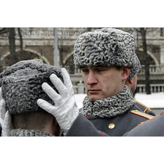 Chapeau de fourrure véritable gris soviétique Ushanka russe hiver chaud