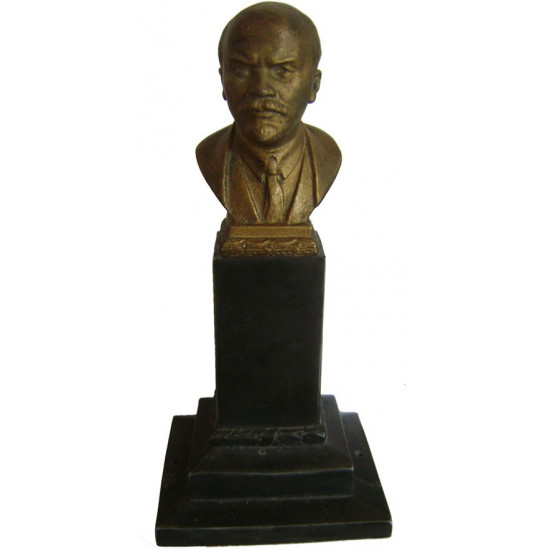 Bronze Lénine buste russe sur support en métal