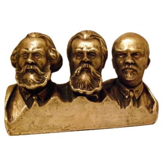 Personas famosas: busto de bronce de Marx, Engels y Lenin