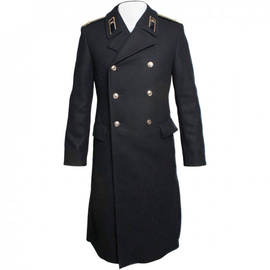 Flota naval URSS rusa Abrigo negro de lana azul marino Buena calidad militar