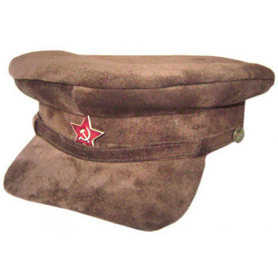 独占的な自然なスエードnkvdは、komissarkaと呼ばれているバイザー帽子を入力します