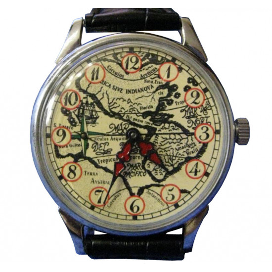Reloj de pulsera mecánico soviético "MOLNIJA" - Mapa Ancient World