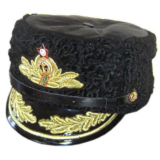 Soviético / invierno del almirante naval ruso papaha cuero de animal del sombrero