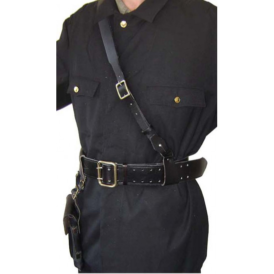 Cinturón negro de cuero de oficiales portupeya soviético y pistolera